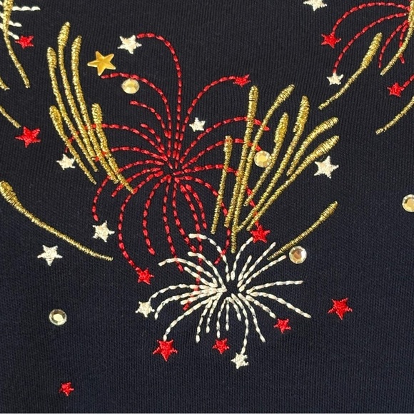 Koret Embroidered Flowers & Stars Two Piece Set Vintage Dead Stock NWT XL Petite - Picture 12 of 15